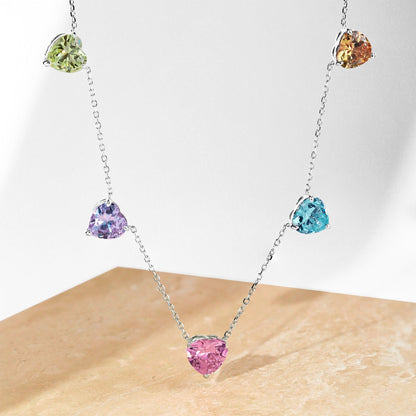 [Windsor Jewelry]Sparkling Colorful Heart Cut Necklace