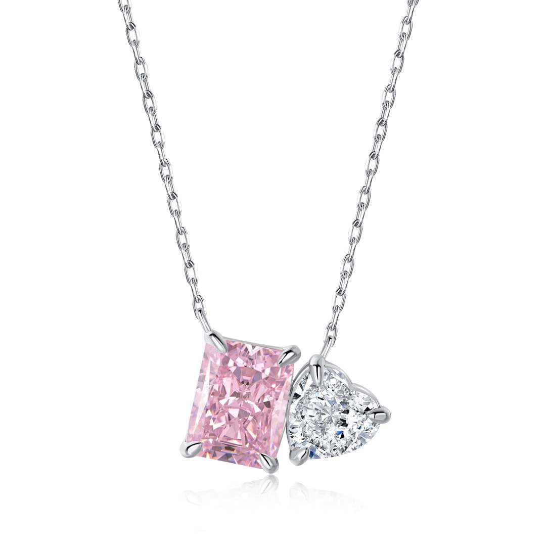 [Windsor Jewelry]Dazzling Square & Heart Shape Necklace