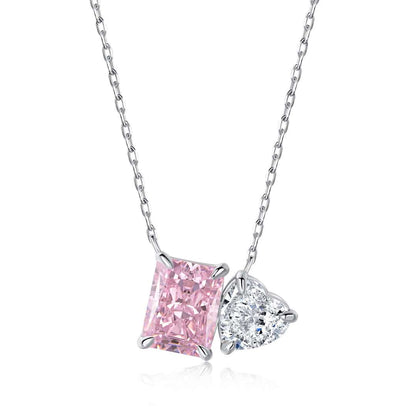 [Windsor Jewelry]Dazzling Square & Heart Shape Necklace