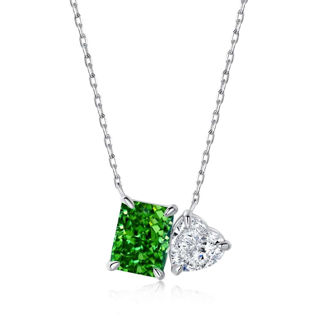 [Windsor Jewelry]Dazzling Square & Heart Shape Necklace