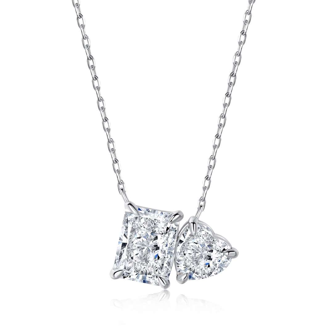 [Windsor Jewelry]Dazzling Square & Heart Shape Necklace