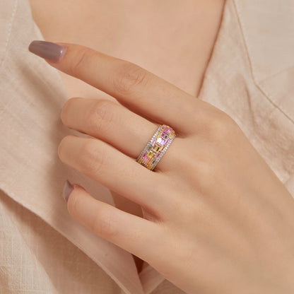 [Windsor Jewelry]Radiant Colorful Radiant Cut Daily Ring