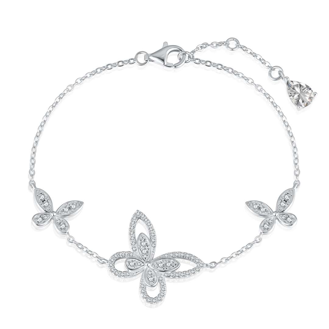 [Windsor Jewelry]Delicate Butterfly Pendant Bracelet