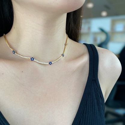 [Windsor Jewelry]Luxurious Colorful Flower Tennis Necklace