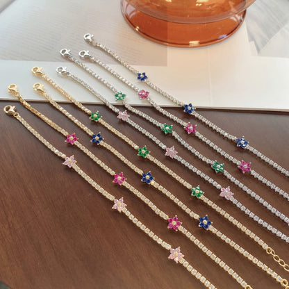 [Windsor Jewelry]Sparkling Flower Shape Tennis Bracelet