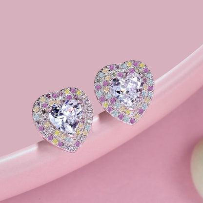 [Windsor Jewelry]Dazzling Heart Shape Lover Earrings