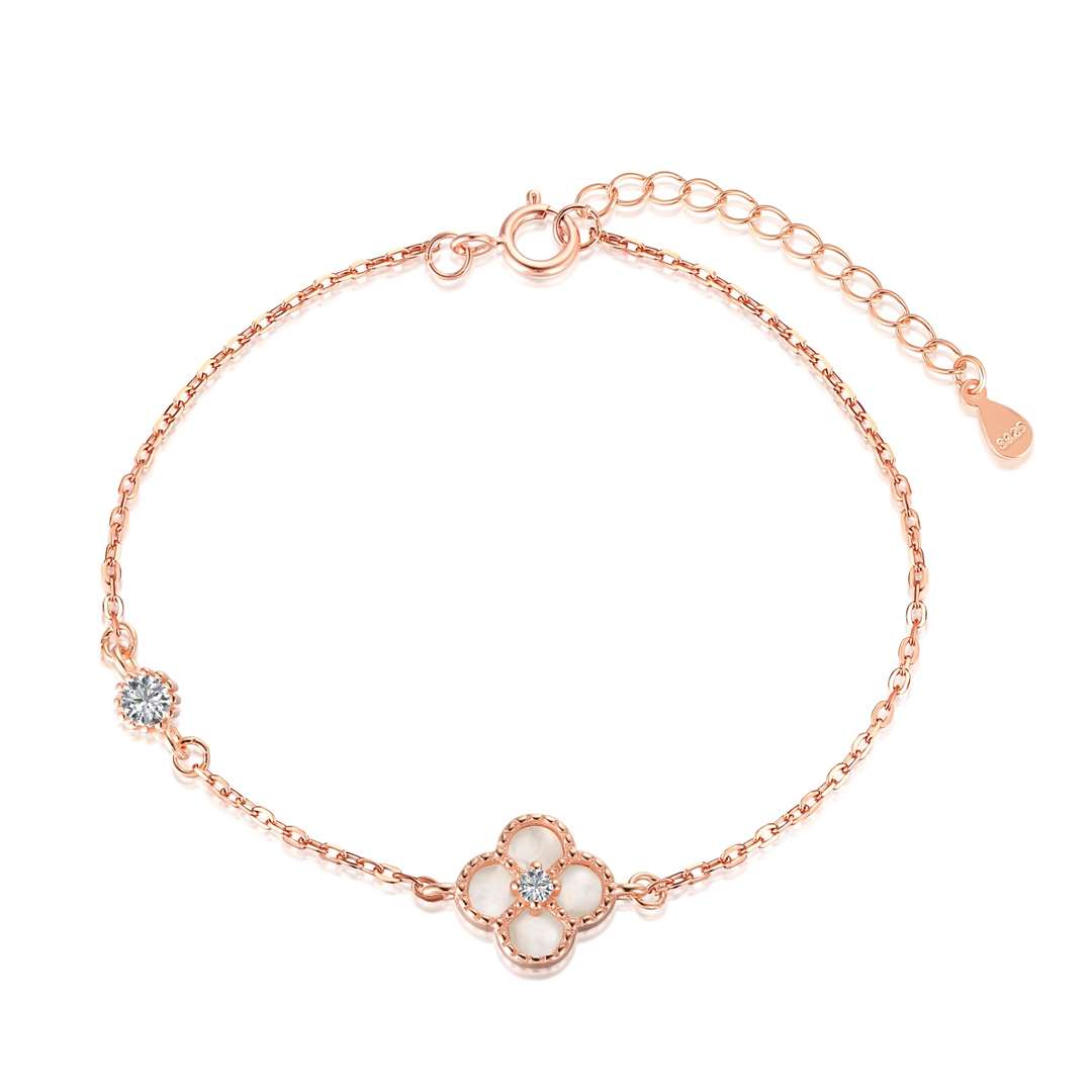 [Windsor Jewelry]Delicate Four Leaf Clover Bracelet