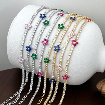 [Windsor Jewelry]Sparkling Flower Shape Tennis Bracelet