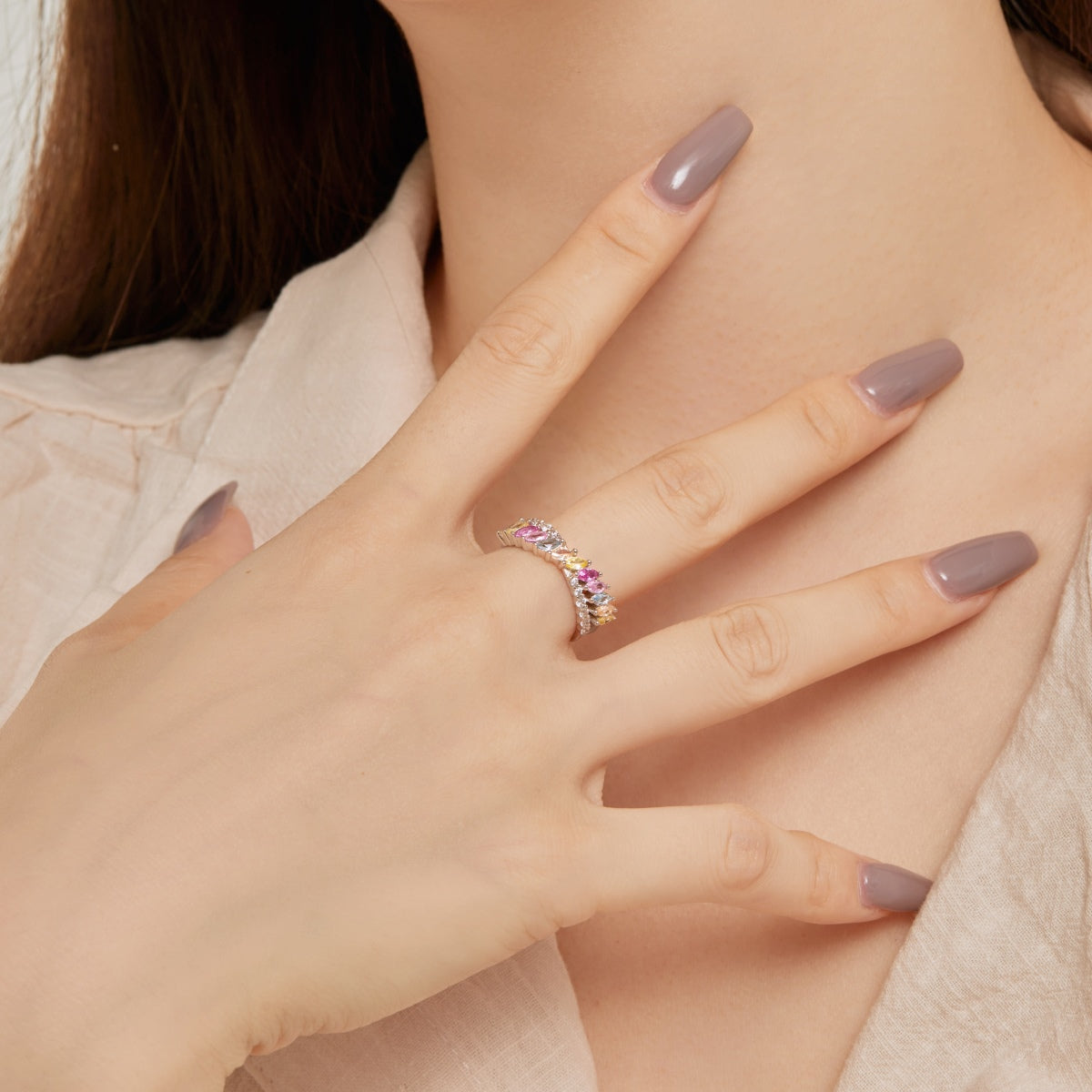 [Windsor Jewelry]Unique Colorful Marquise Cut Daily Ring