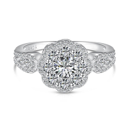 [Windsor Jewelry]Delicate Colorful Round Cut Flower Shape Wedding Ring