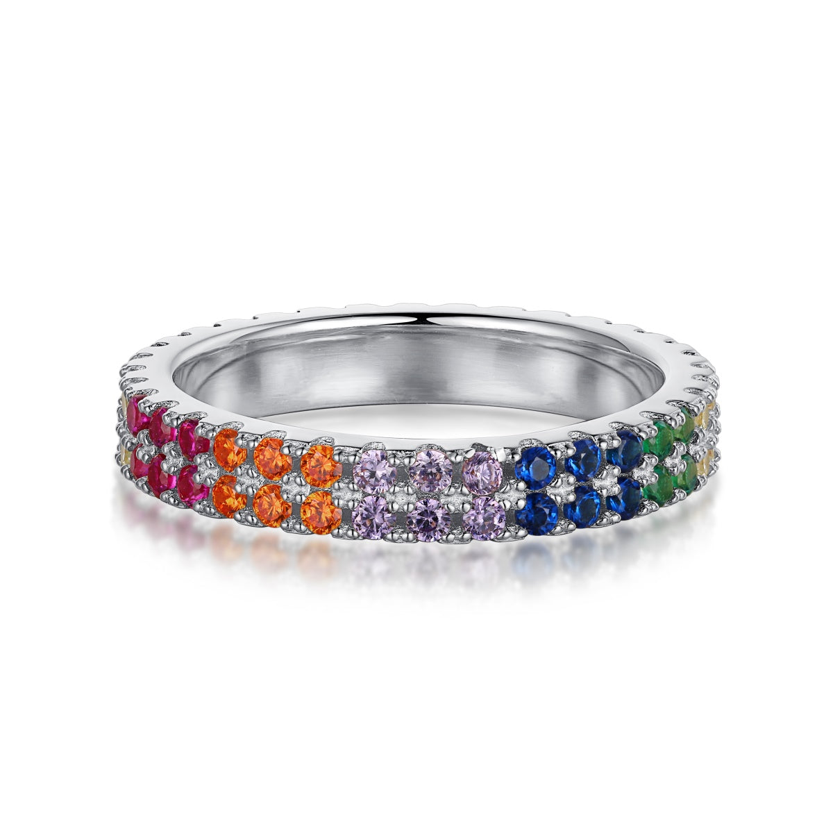 [Windsor Jewelry]Unique Colorful Round Cut Tennis Ring