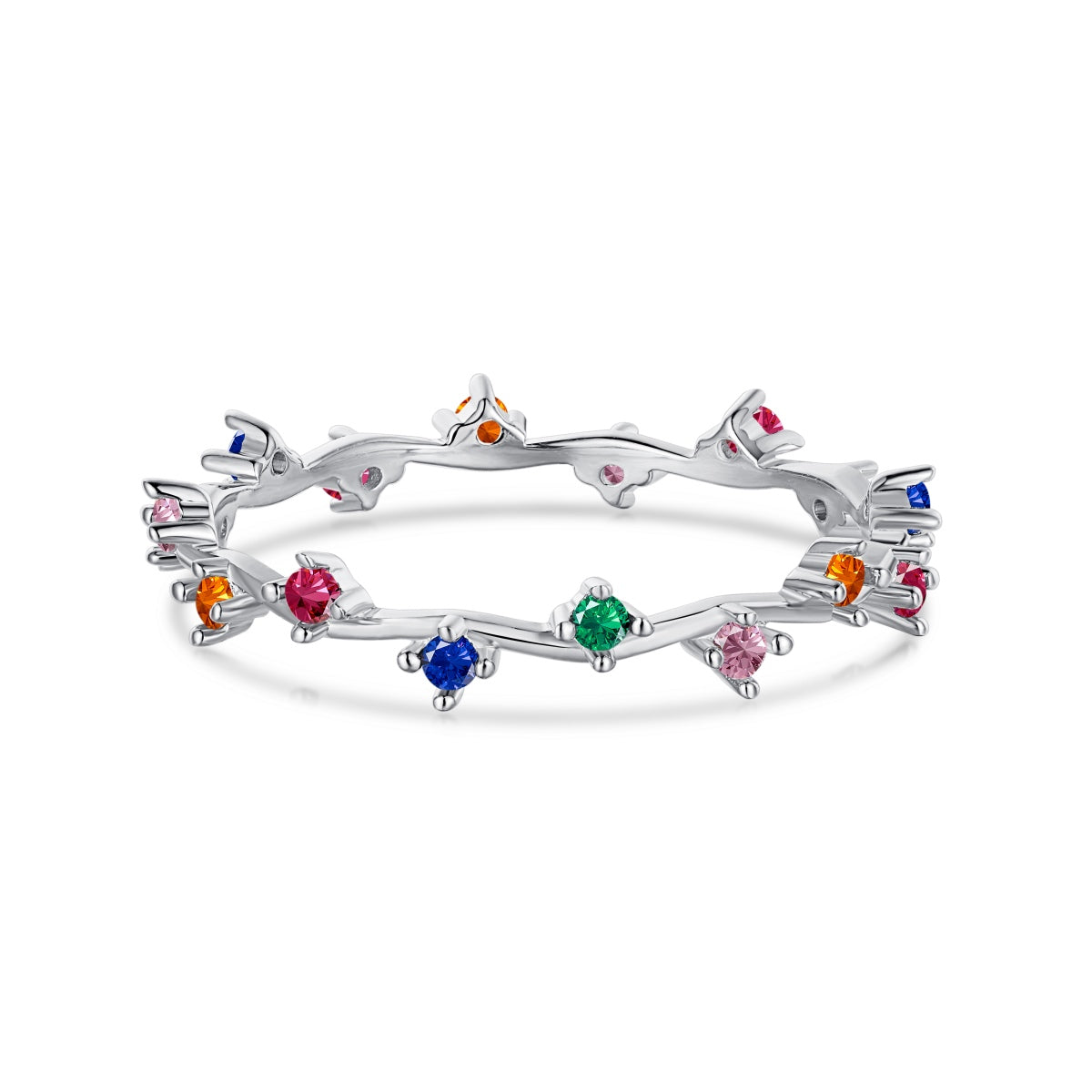 [Windsor Jewelry]Radiant Colorful Round Cut Daily Ring