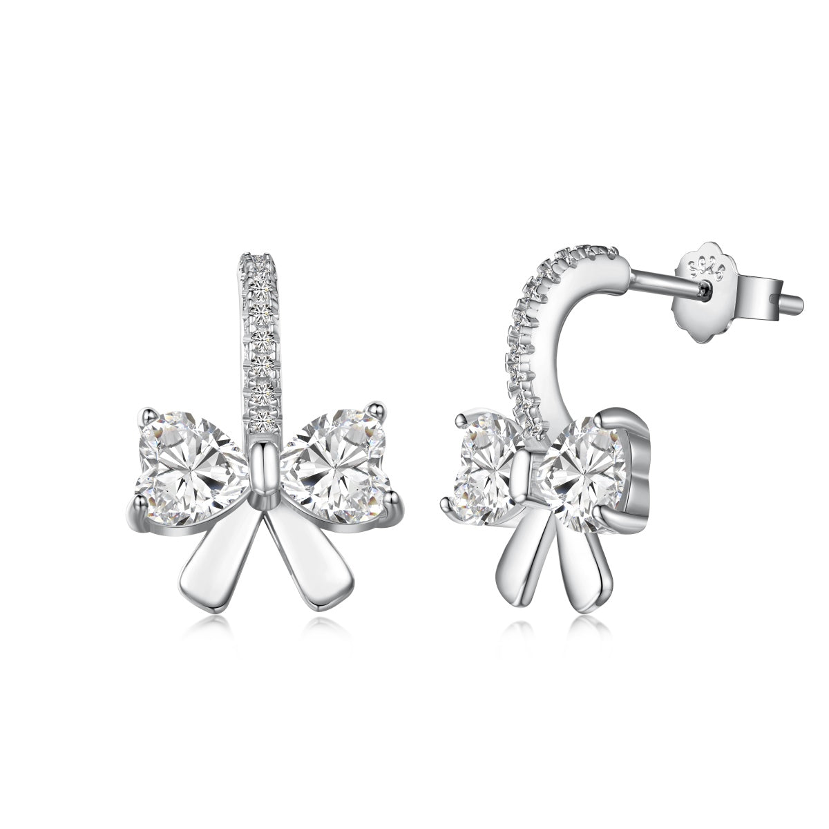 [Windsor Jewelry]Exquisite Earrings With Heart-Shaped Bow Design