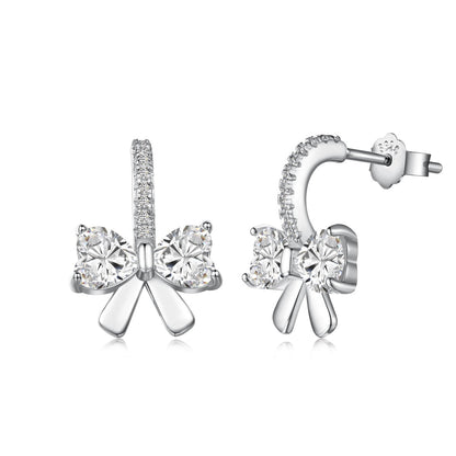[Windsor Jewelry]Exquisite Earrings With Heart-Shaped Bow Design
