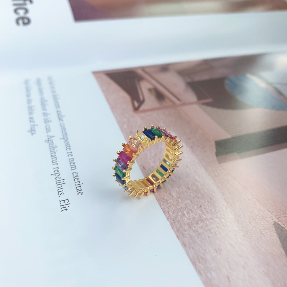 [Windsor Jewelry]Unique Colorful Radiant Cut RIng