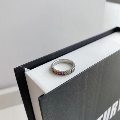 [Windsor Jewelry]Unique Colorful Round Cut Tennis Ring