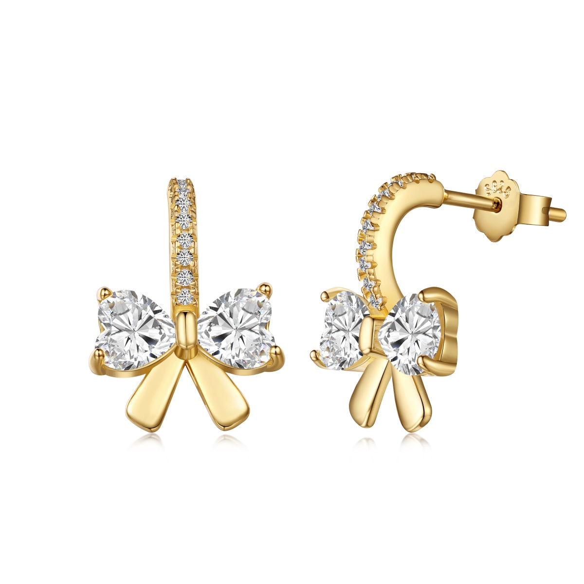 [Windsor Jewelry]Exquisite Earrings With Heart-Shaped Bow Design