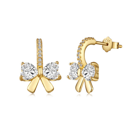 [Windsor Jewelry]Exquisite Earrings With Heart-Shaped Bow Design