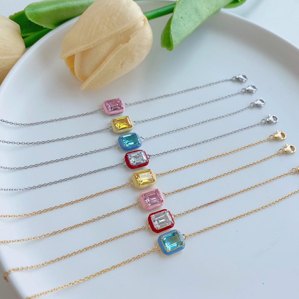 [Windsor Jewelry]2.0 Carat Sparkling Colorful Emerald Cut Daily Bracelet