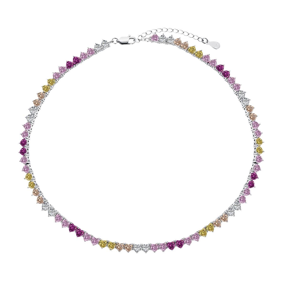 [Windsor Jewelry]Sparkling Colorful Full Heart Tennis Necklace