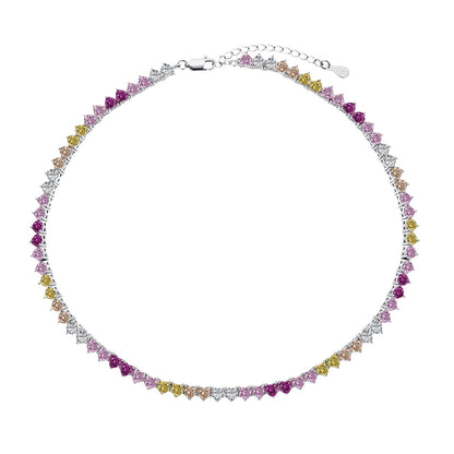 [Windsor Jewelry]Sparkling Colorful Full Heart Tennis Necklace