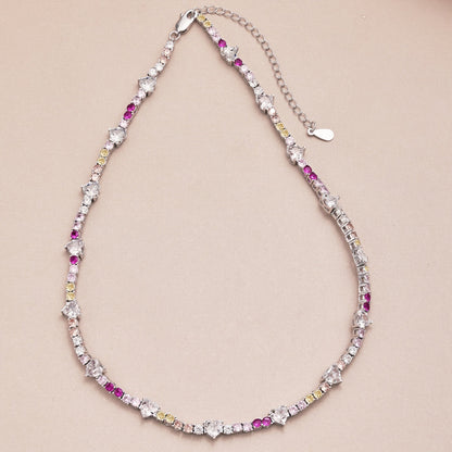 [Windsor Jewelry]Delicate Colorful Rainbow Tennis Chain