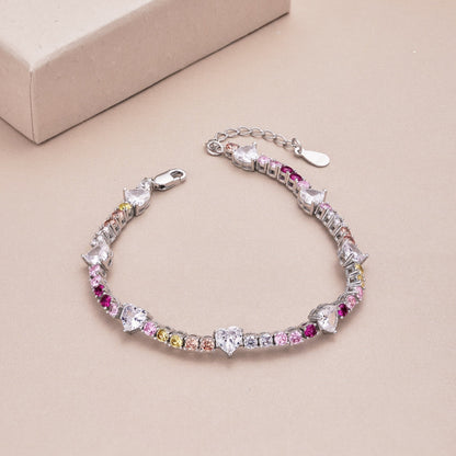 [Windsor Jewelry]Romantic Heart Shape Round Cut Lover Bracelet