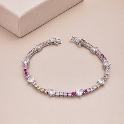 [Windsor Jewelry]Romantic Heart Shape Round Cut Lover Bracelet