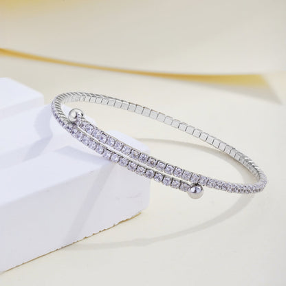 [Windsor Jewelry]Row of Diamonds Round Fashion Bracelet