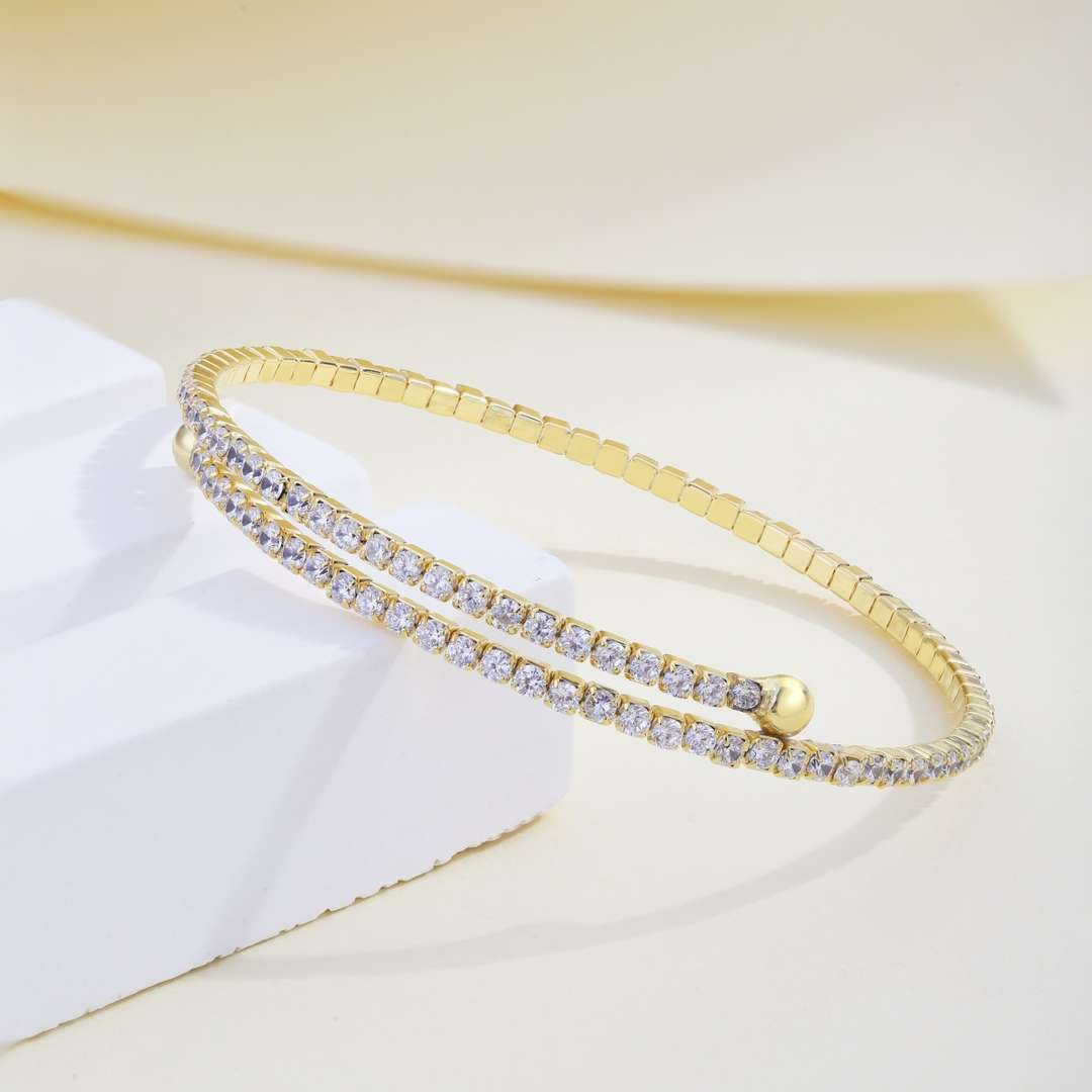 [Windsor Jewelry]Row of Diamonds Round Fashion Bracelet