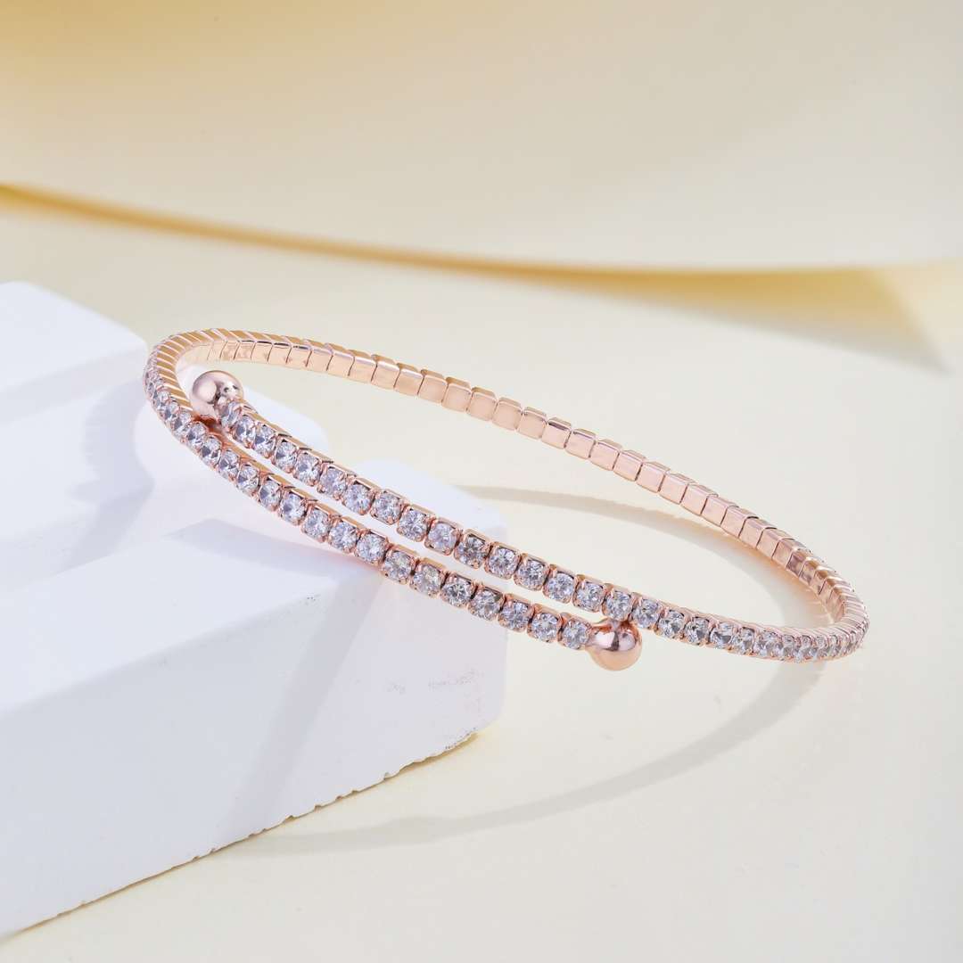 [Windsor Jewelry]Row of Diamonds Round Fashion Bracelet