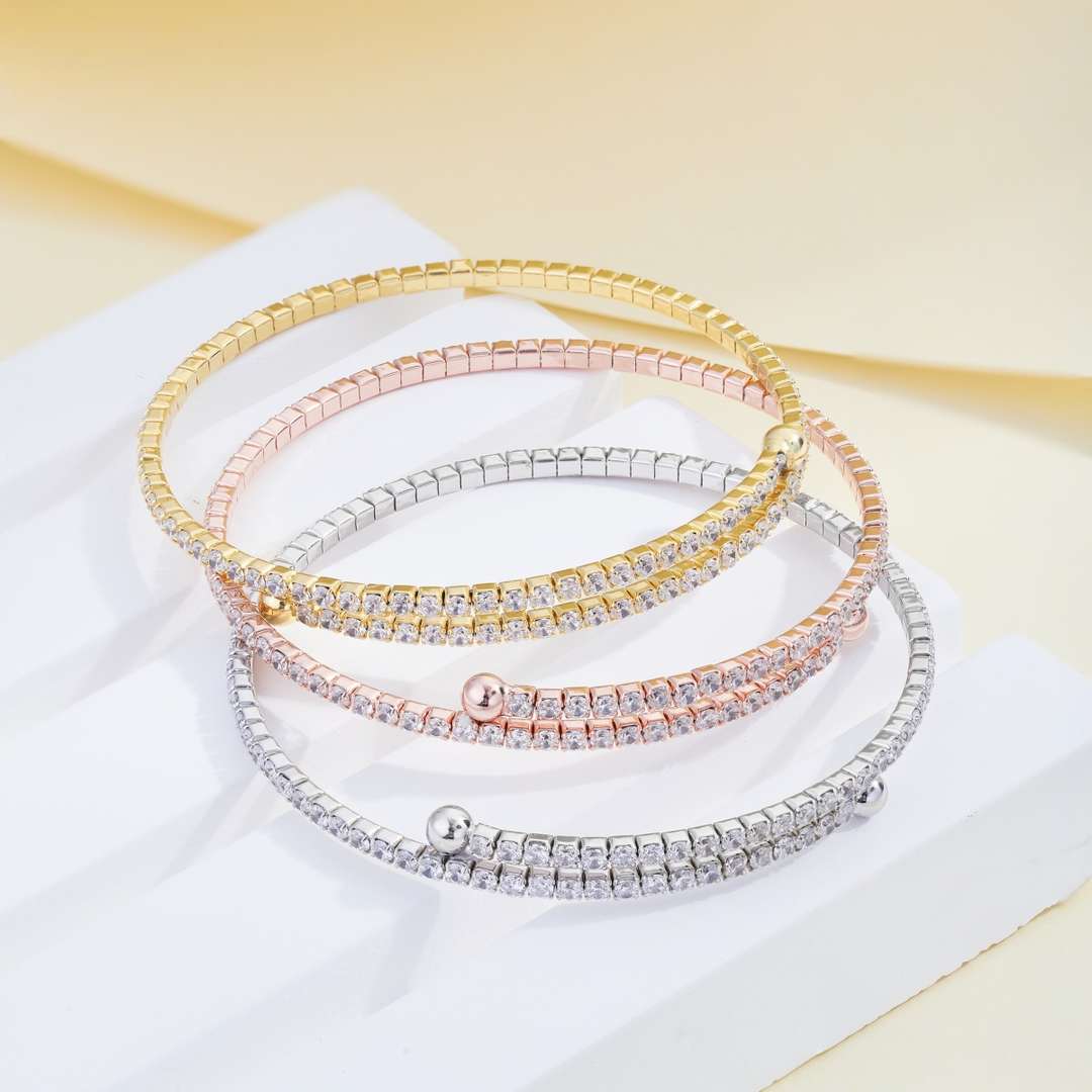 [Windsor Jewelry]Row of Diamonds Round Fashion Bracelet