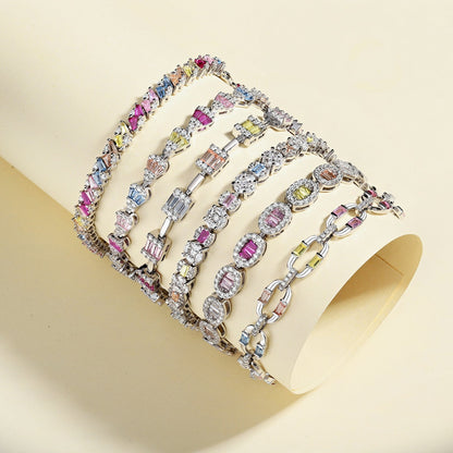 [Windsor Jewelry]Ornate Sparkling Multi Cut Party Bracelet