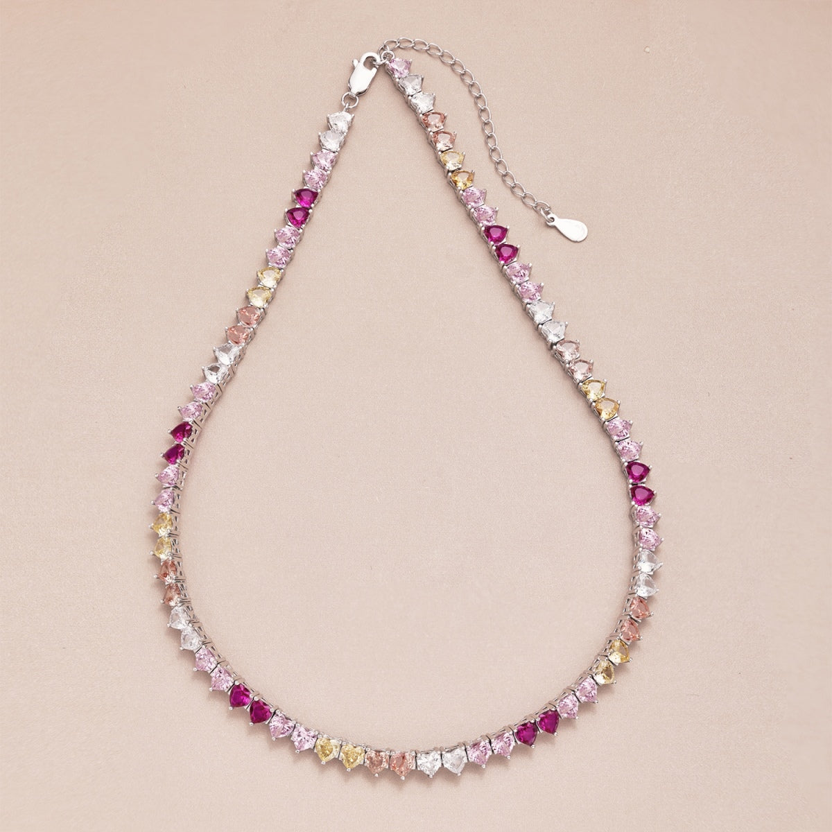 [Windsor Jewelry]Sparkling Colorful Full Heart Tennis Necklace