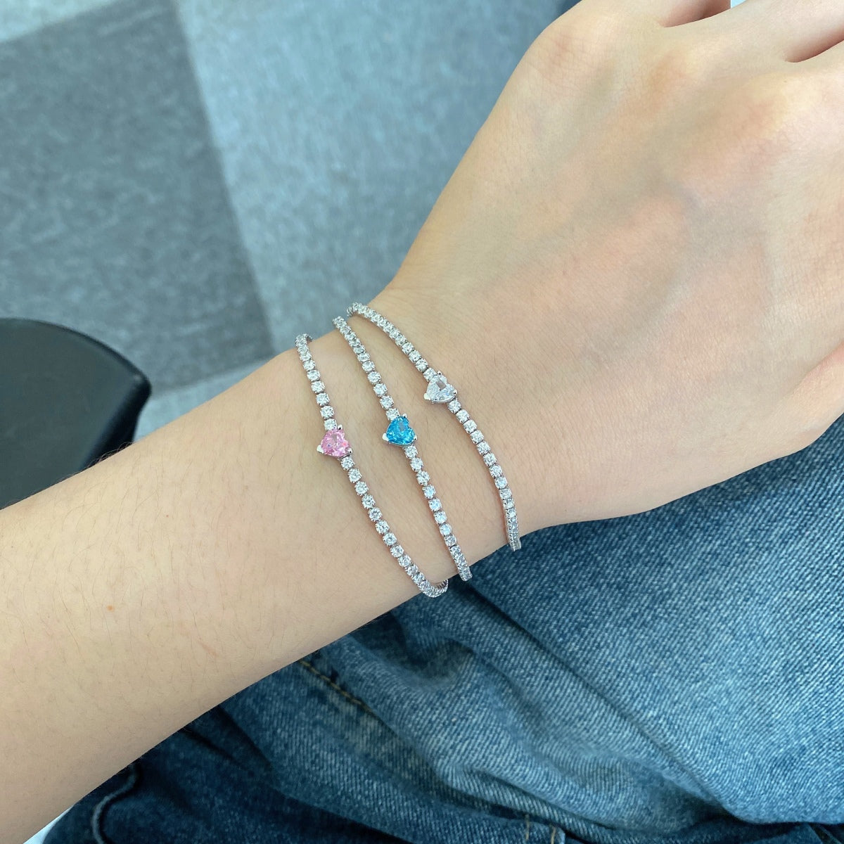 [Windsor Jewelry]0.5 Carat Elegant Romantic Heart Shape Lover Bracelet