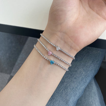 [Windsor Jewelry]0.5 Carat Elegant Romantic Heart Shape Lover Bracelet