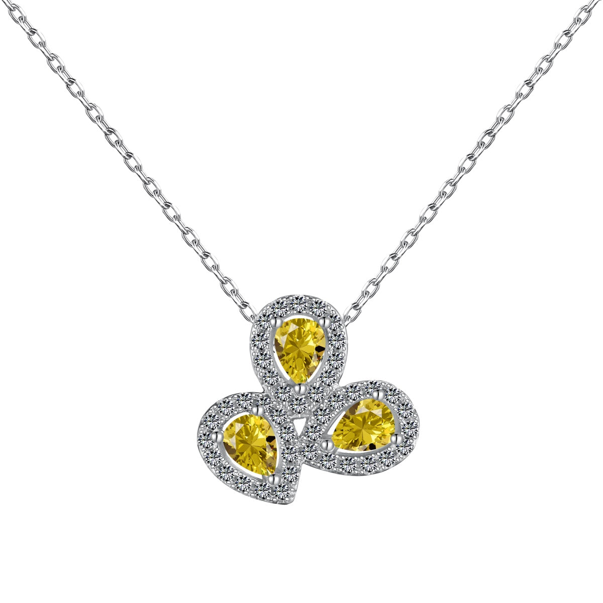 [Windsor Jewelry]Elegant Flower Shape Pear Cut Necklace
