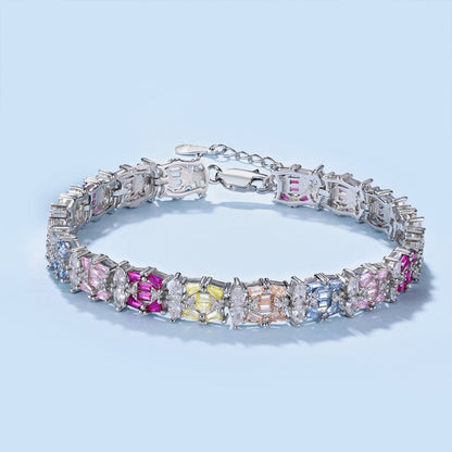 [Windsor Jewelry]Delicate Colorful Multi Cut Party Bracelet