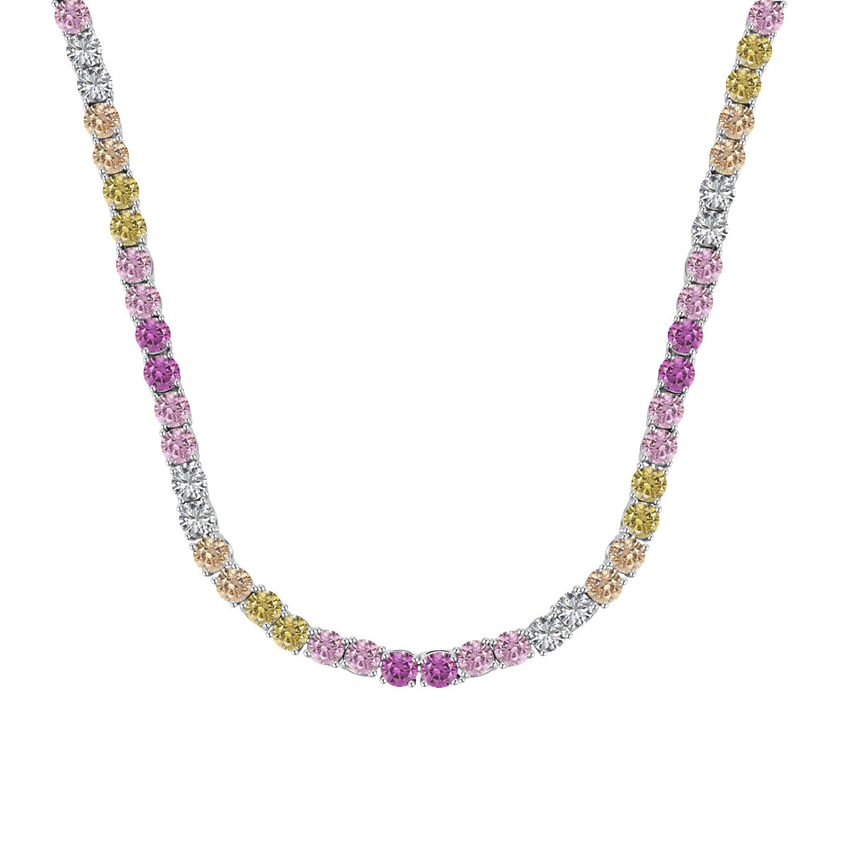 [Windsor Jewelry]Delicate Colorful Tennis Necklace