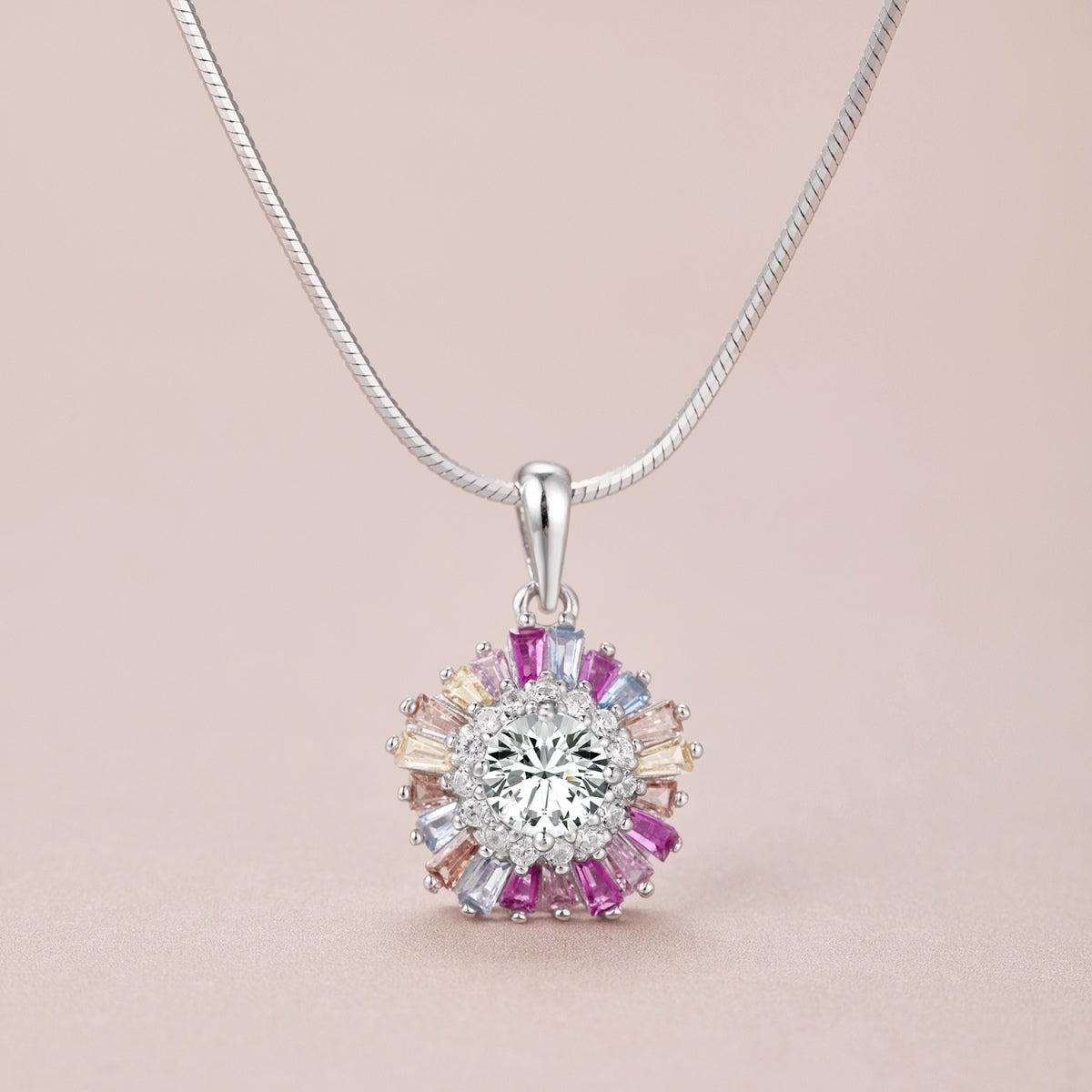 [Windsor Jewelry]Charming Flower Colorful Necklace