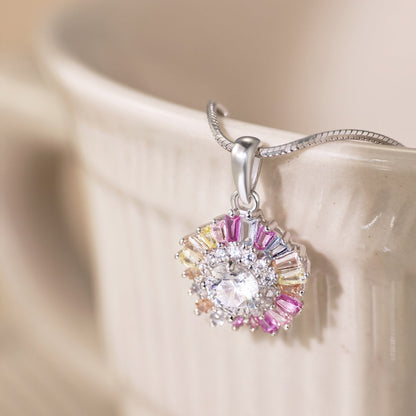 [Windsor Jewelry]Charming Flower Colorful Necklace