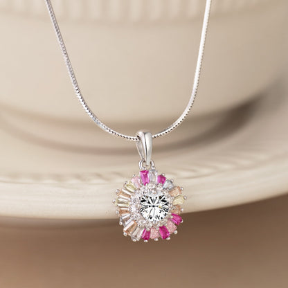 [Windsor Jewelry]Charming Flower Colorful Necklace