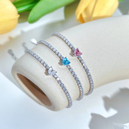 [Windsor Jewelry]0.5 Carat Elegant Romantic Heart Shape Lover Bracelet