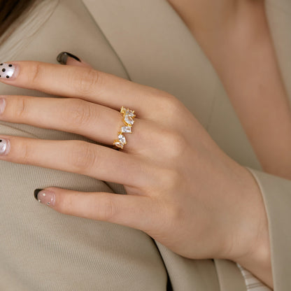 [Windsor Jewelry]Delicate Multi Cut Ring