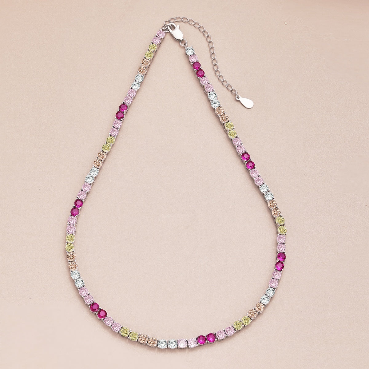 [Windsor Jewelry]Delicate Colorful Tennis Necklace