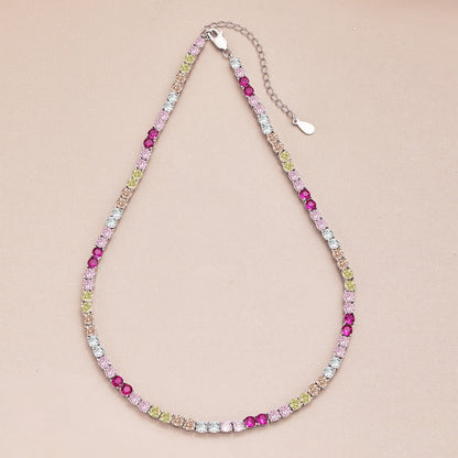 [Windsor Jewelry]Delicate Colorful Tennis Necklace