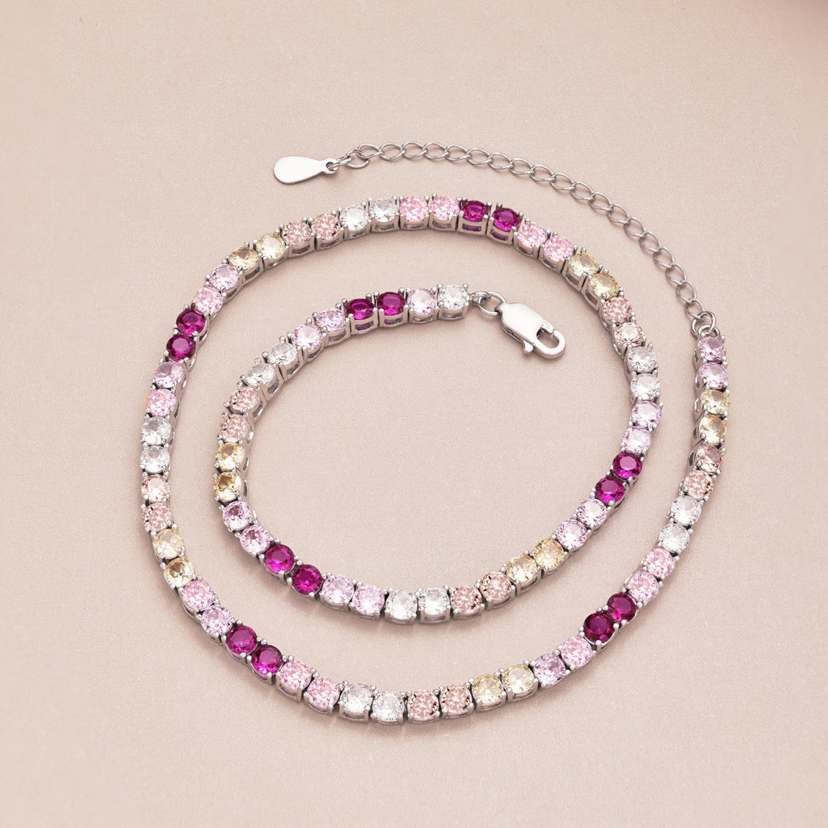 [Windsor Jewelry]Delicate Colorful Tennis Necklace