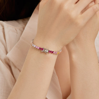 [Windsor Jewelry]Luxurious Colorful Romantic Heart Shape Lover Bracelet