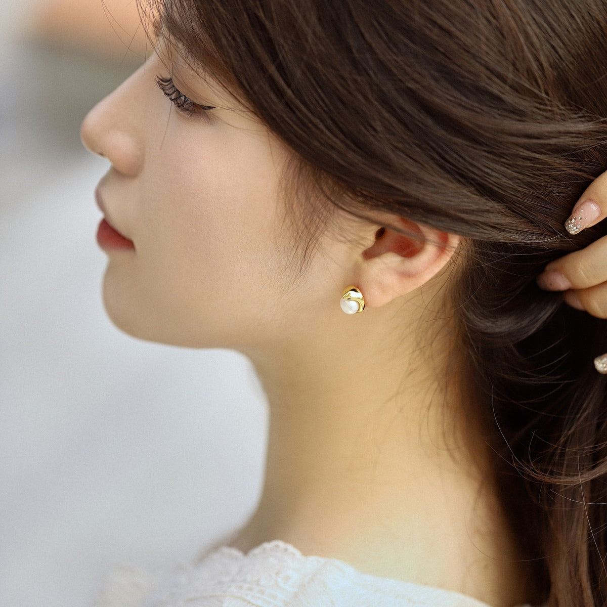 [Windsor Jewelry]Dainty Bread Pearl Earrings