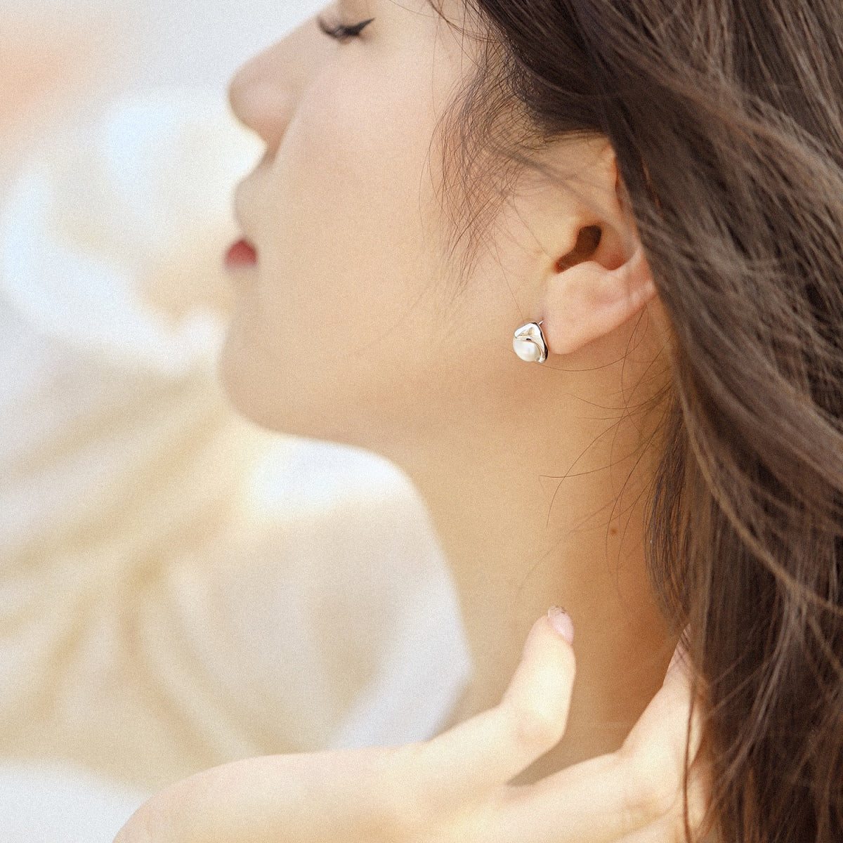 [Windsor Jewelry]Dainty Bread Pearl Earrings